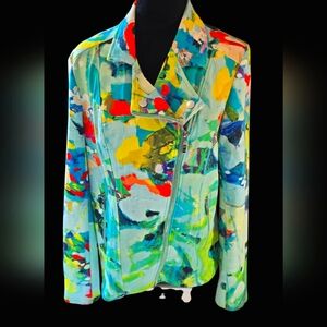 Claire Dejardines Anthropologie Vibrant Moto Jacket Medium